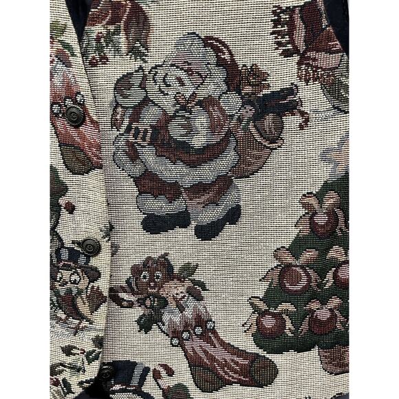 Gitano Christmas Vest Womens One Size Fits Most Santa Tapestry Button Up Metal - Picture 6 of 7